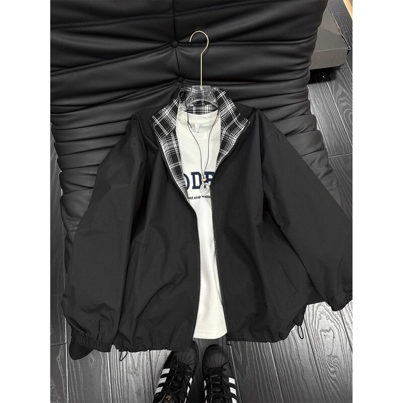 Plaid Patchwork Jacket for Men and Women, American Retro Trendy New Heavy Casual Design Versatile Comfortable Coat