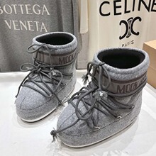 广州原标专柜品质欧美大牌保暖厚底丑萌月亮短筒雪地靴痞幼同款潮