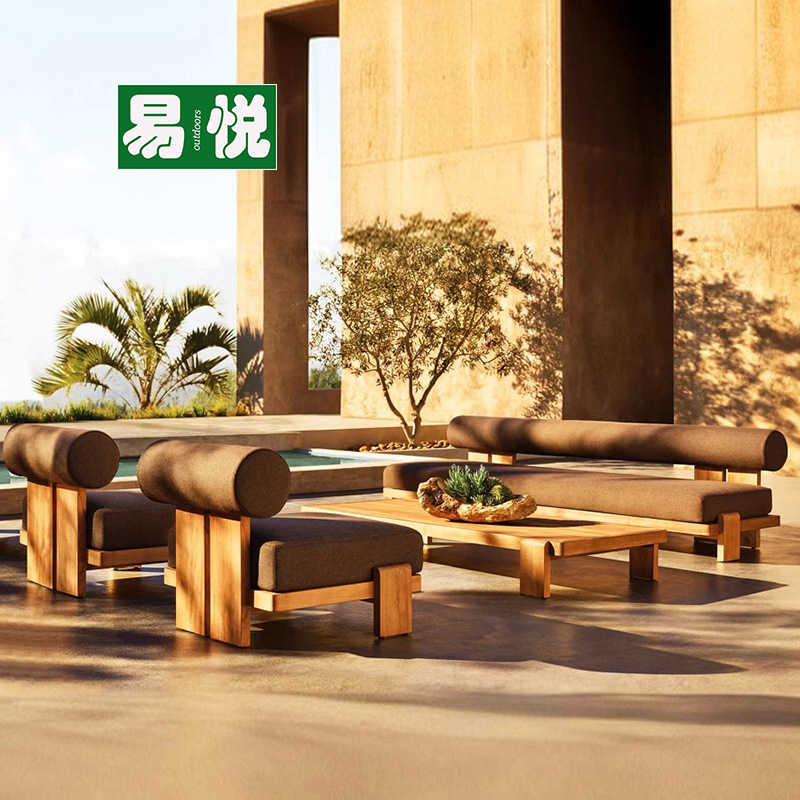 Teca al aire libre sofá patio al aire libre hotel chalet aluminio mesas y sillas terraza jardín diseñador madera sólida al aire libre