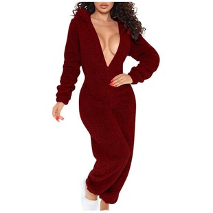 E 44617 Plush hooded one piece loungewear ë�q�Bñ�B�w�Ҿӷ�
