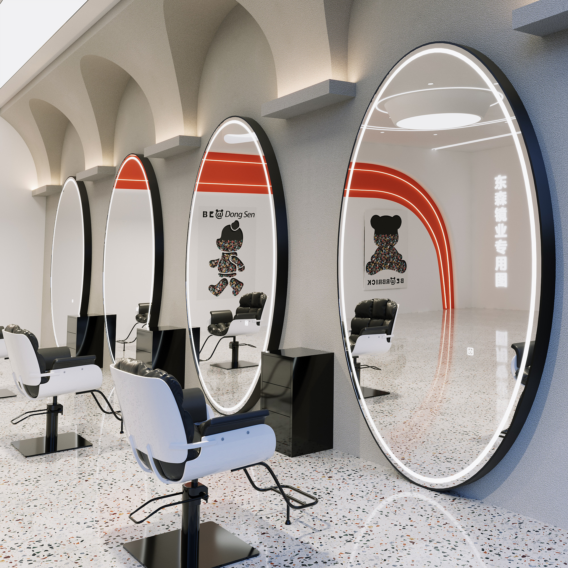 Espejo de peluquería con lámpara de línea para salón de peluquería, espejo de corte de pelo, espejo de pared, espejo de peluquería