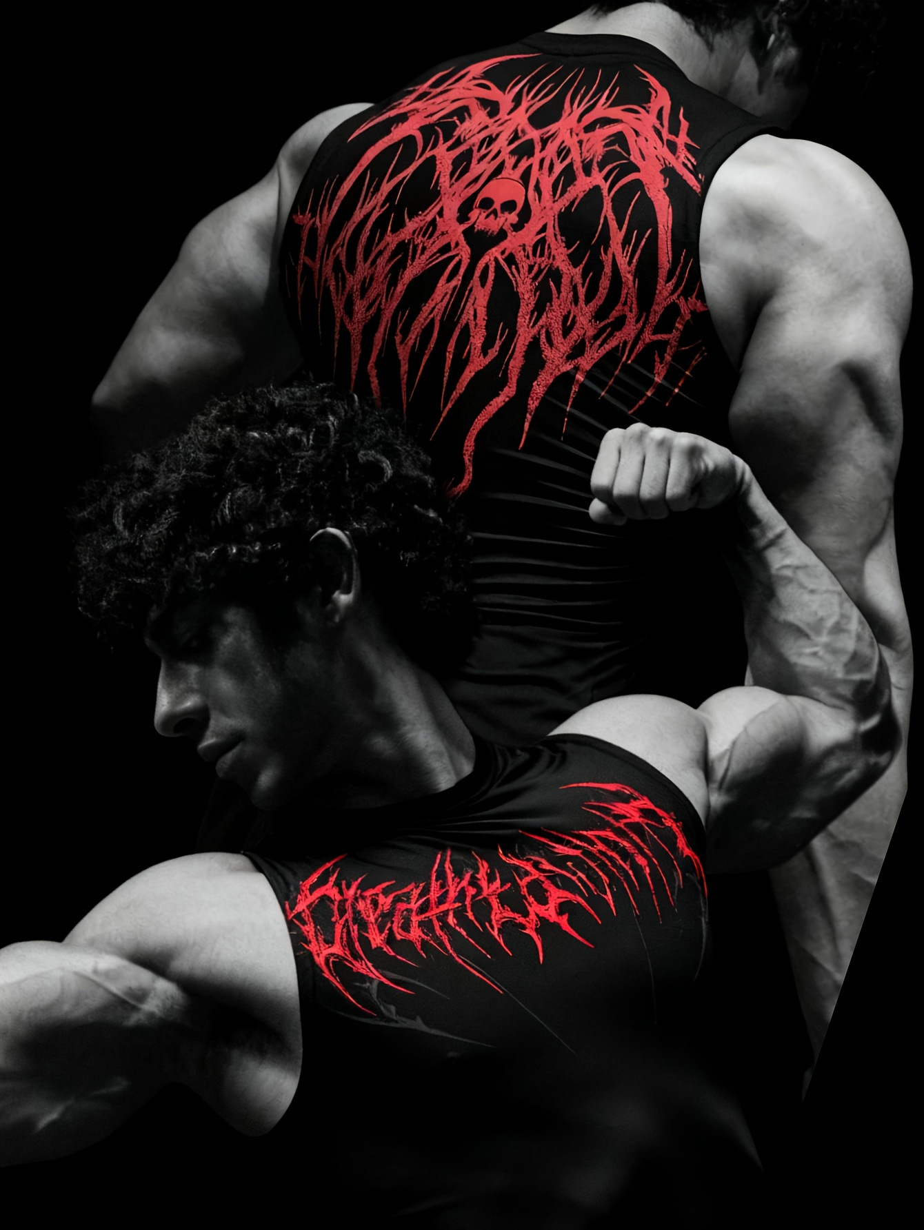Men's Thorn Print Vest High Street Trendy Brand Sleeveless T-Shirt Quick Drying Fitness Tight Fitting Summer Top_viptrois.com