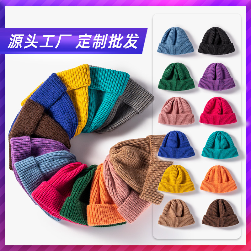 Sombrero de punto otoño e invierno cálido sombrero de lana de color sólido para hombres y mujeres mismo estilo pareja padre-hijo sombrero protección para los oídos cara adelgazante estilo coreano