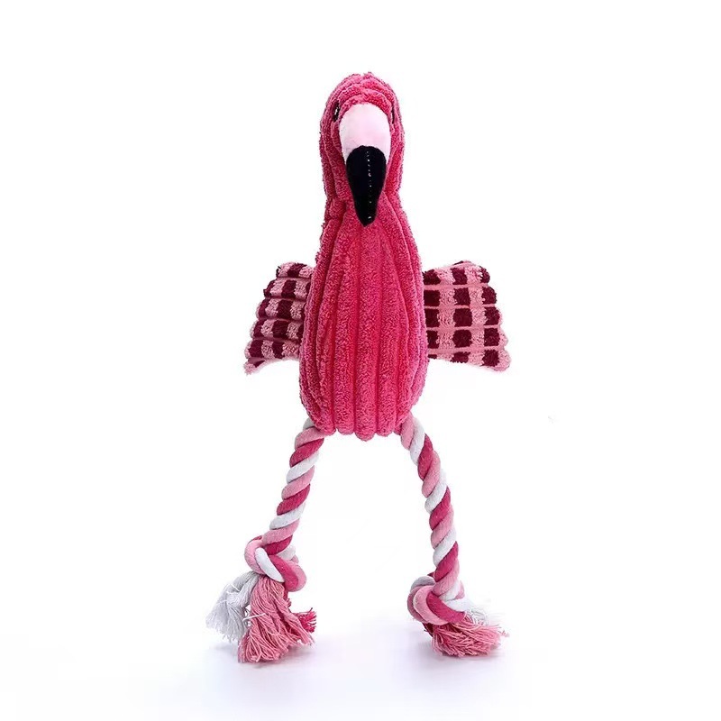 Nuevos juguetes para mascotas Flamenco peluche sonido juguetes molares resistentes a la mordida Melamydia puzzle juguetes para perros