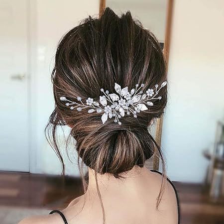 欧米のクロスボーダー銀色の葉の合金の真珠の手の髪の櫛の挿し込みの結婚式の新婦の頭飾りのアマゾンは専用に提供します。|undefined