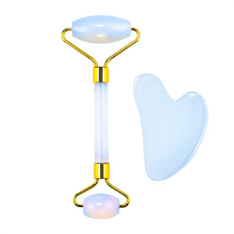 Amazon Pembe Kristal Jade Çift Başlı Masaj Rulörü Kalp Şekli Kazıyıcı Özel Masaj Kazıyıcı Taş Stokta