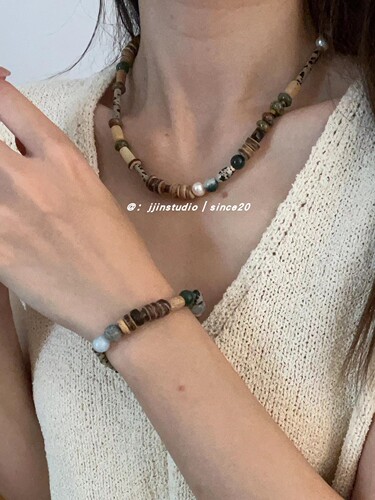 Retro Spot Handmade Vintage Style New Chinese Stone Bead Necklace Design Irregular Retro Choker Bracelet