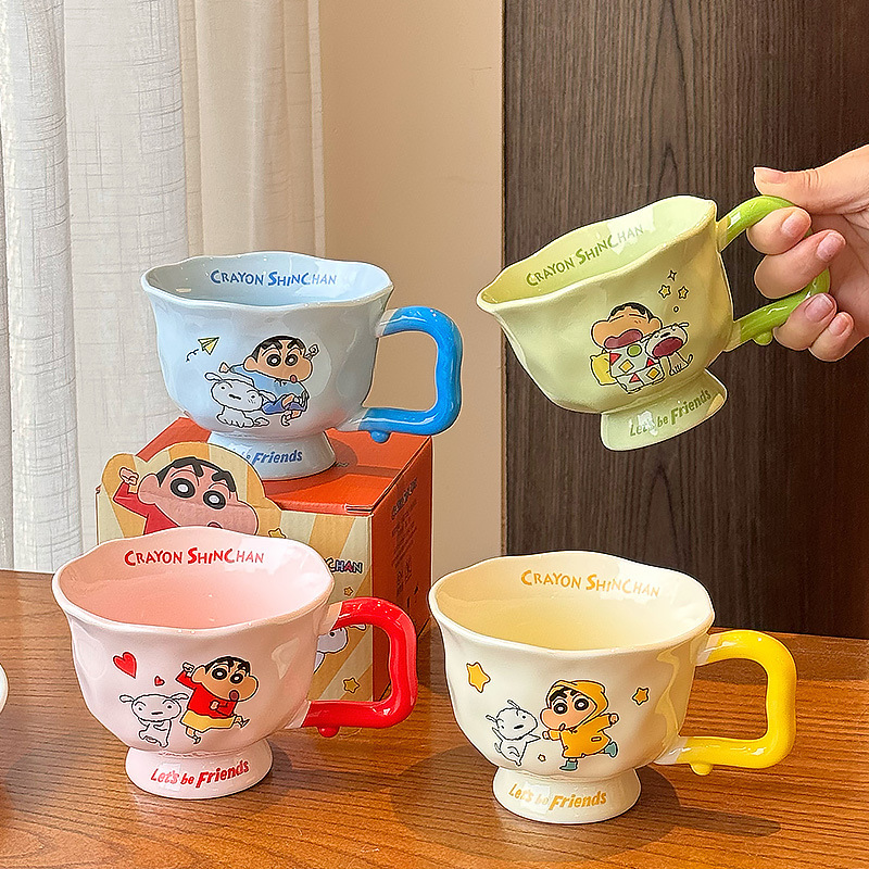 クレヨンしんちゃんマグカップかわいい漫画セラミックカップ高颜値カップルコーヒーカップ子供朝食ミルクカップ|undefined