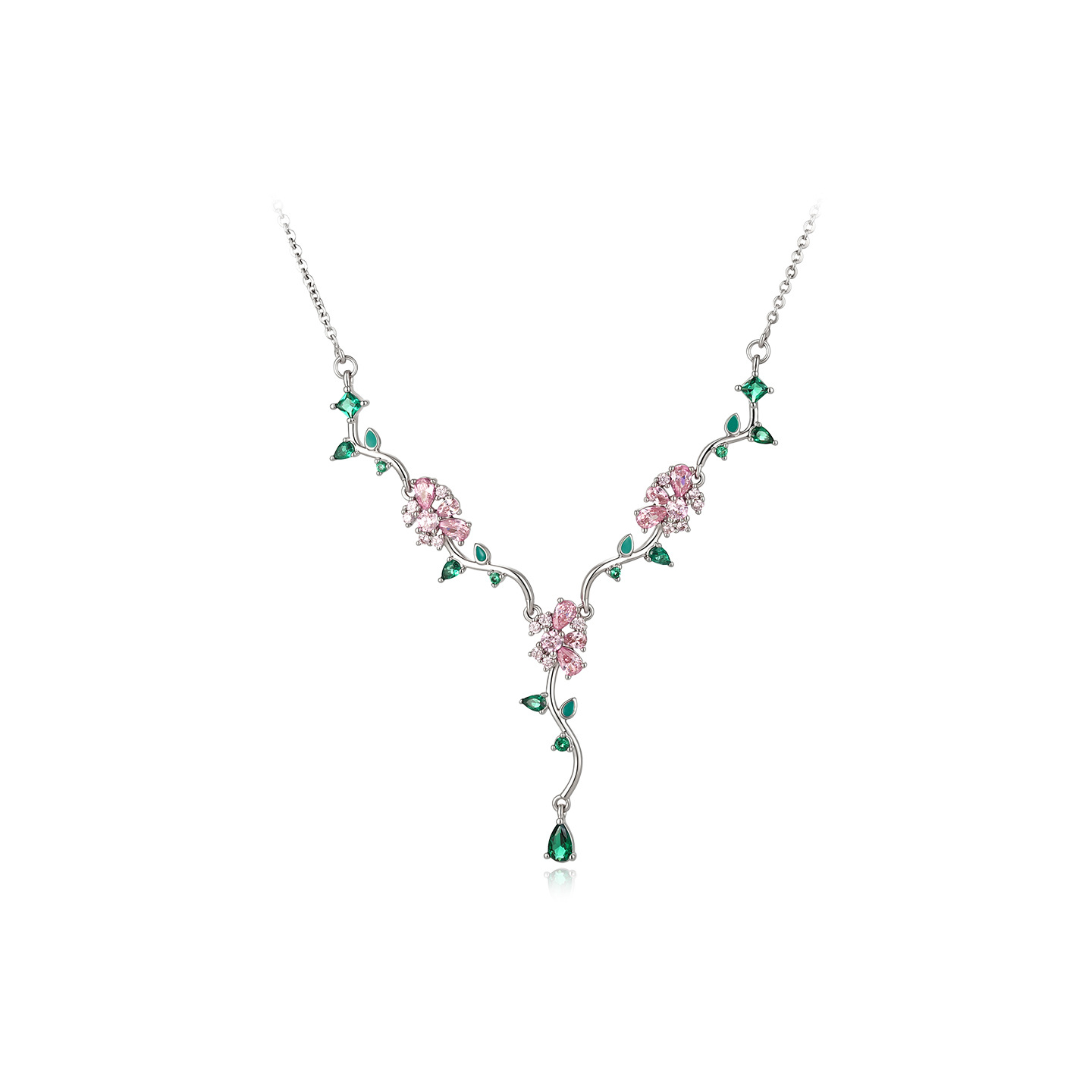 Xuping serie de collares de flores en forma de Y aleación de cobre chapado blanco moda ligera y elegante al por mayor