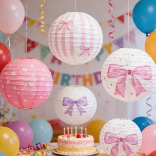 灯笼儿童生日派对布置装饰套装蝴蝶结婚礼婚庆派对挂饰用品喜庆
