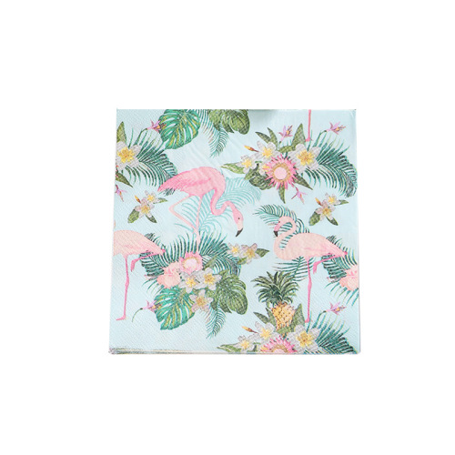 Factory new color flamingo printed napkin facial tissue handkerchief paper cartoon pure wood pulp paper towel