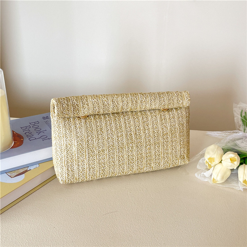 Nueva personalidad universal tejido simple bolso de mano sobre casual para mujeres bolso de cena coreana superior