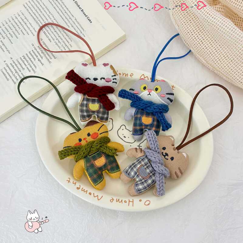 Forest-Style Cartoon Fabric Cat Doll Pendant Cute Scarf Cat Girly DIY Clothing Bag Decoration