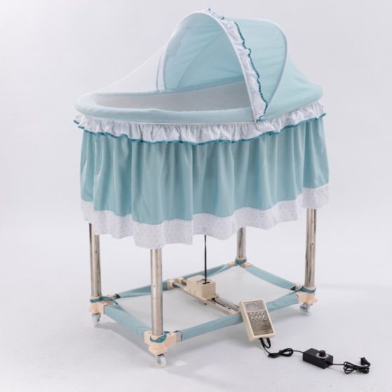 New sustenance up and down electric baby cradle bed multi-functional automatic rocking bed baby bed with mosquito net roller