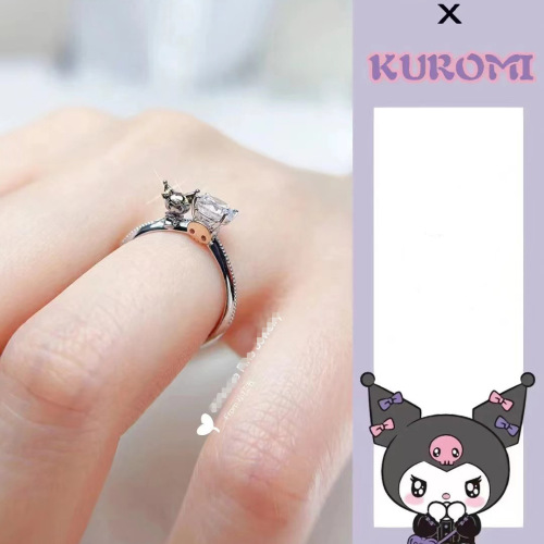 Little Red Book's same style Kuromi ring for women, Sanrio cartoon doll ring, cute temperament, beautiful girl style