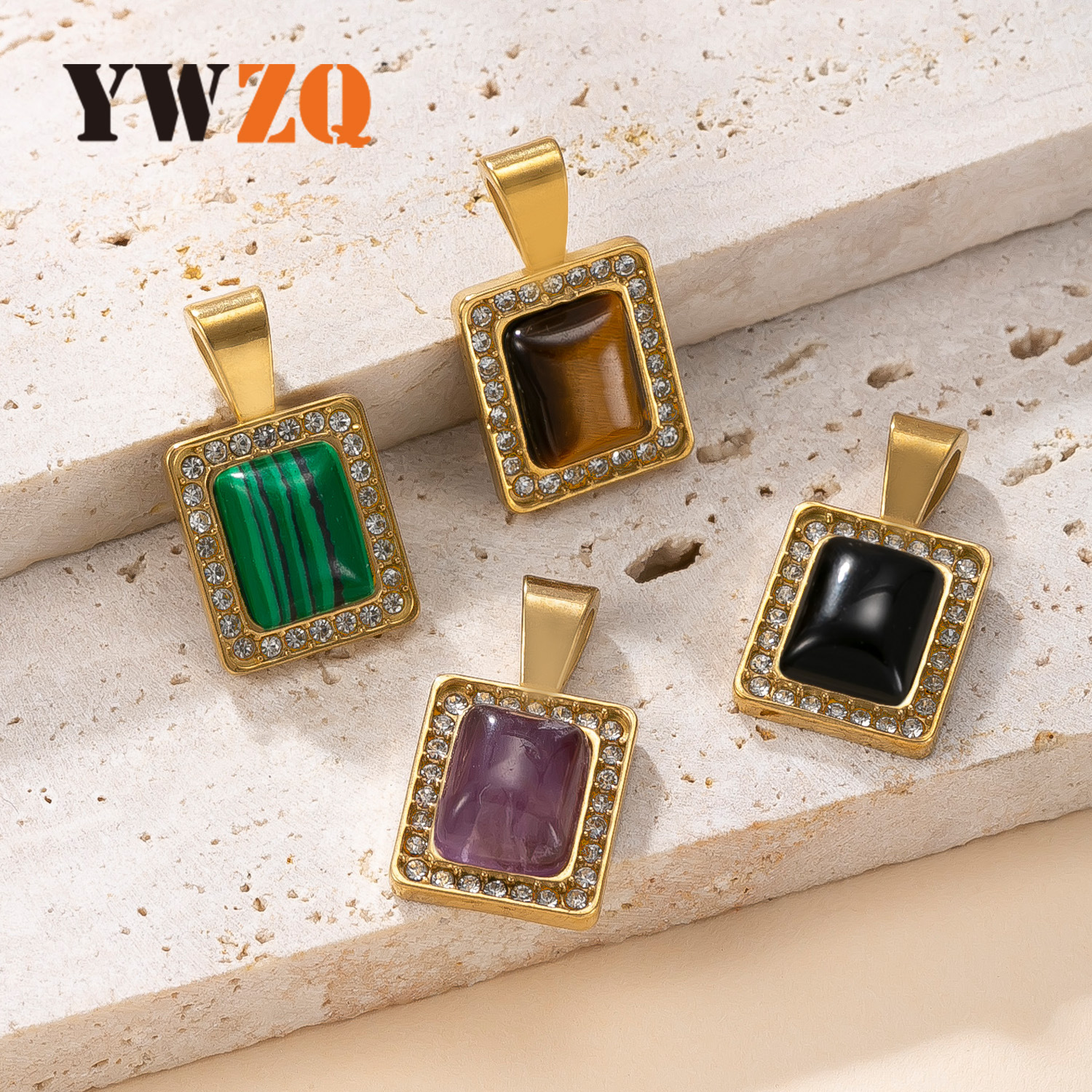 Colgante único Collar de acero inoxidable transfronterizo Sensación premium Accesorios de colgante chapado en oro de 18k Diamante de fundición Fábrica de joyas de acero de titanio