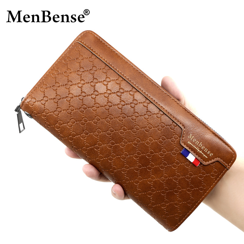 Estilo coreano de los hombres de larga cartera en relieve patrón de moda casual cartera embrague de gran capacidad Multi-tarjeta de teléfono bolsa