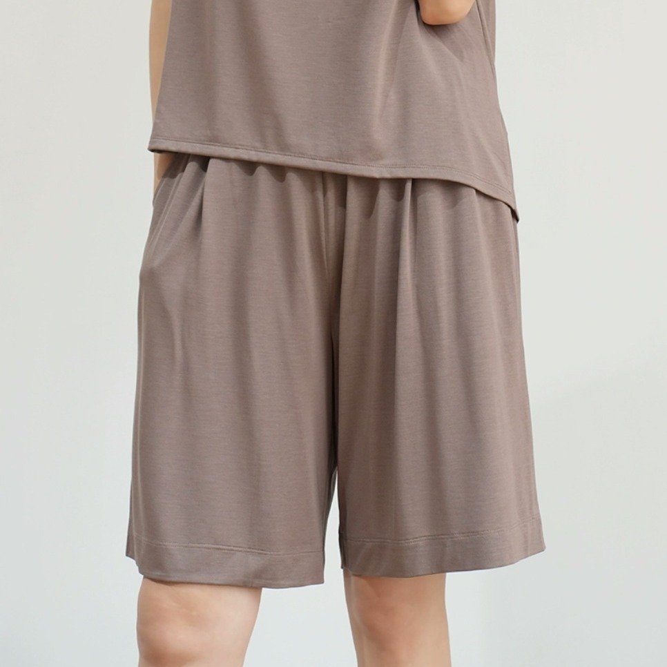 Single piece shot natural wood fiber women's BRA vest + shorts + cropped pants thin home pajamas summer women's clothing