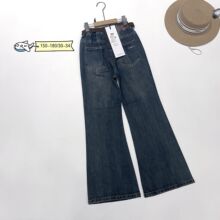 秋季女大童喇叭牛仔裤 中大童 150‑180 松紧腰裤脚开叉女孩百搭