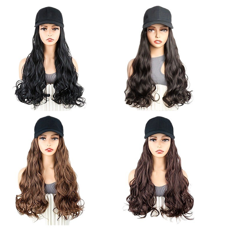 Perucas de comercio exterior transfronterizo sombrero pelucas de cabello largo ondulado grande sombrero de moda europea y americana pelucas