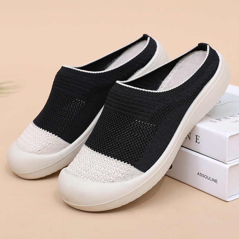 Women's Summer New Fashion Breathable Versatile Non-Slip Wear-Resistant Round Toe Slip-On Shoes Half Slippers_vogvips.com