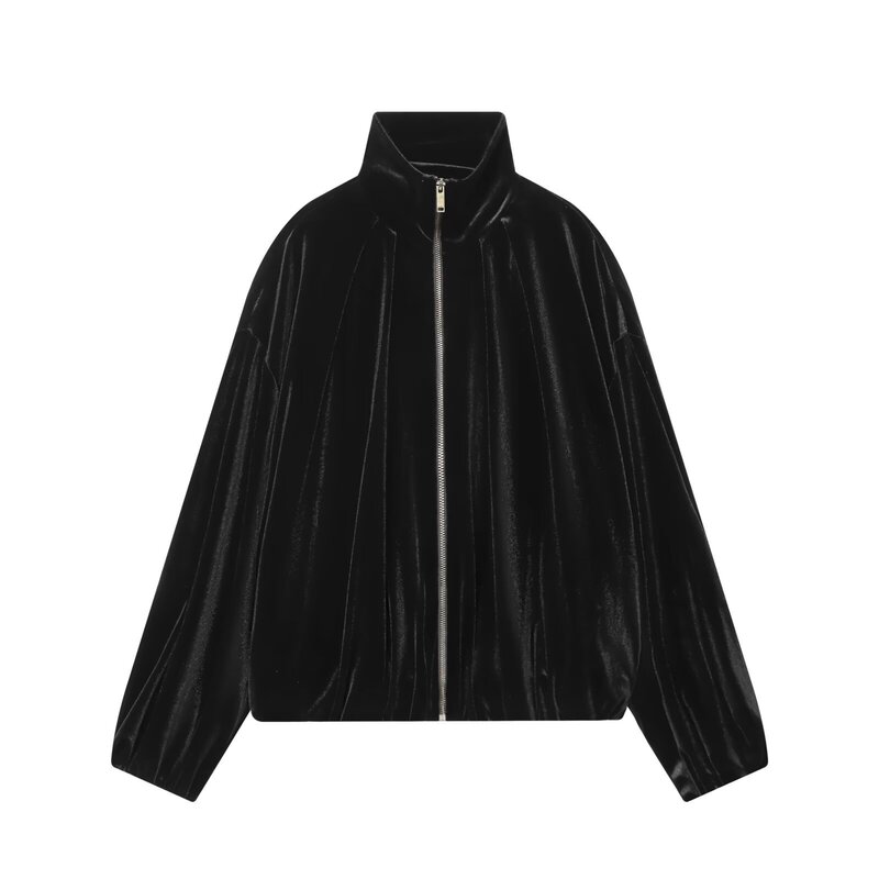 1810 Aliexpress Cross-Border Women's Clothing Stand Collar Velvet Jacket 2025 Casual Versatile Velvet Coat for Women