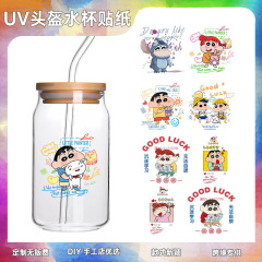 蜡笔小新妮妮UV转印贴透明水晶标玻璃杯笔记本贴防水头盔装饰贴
