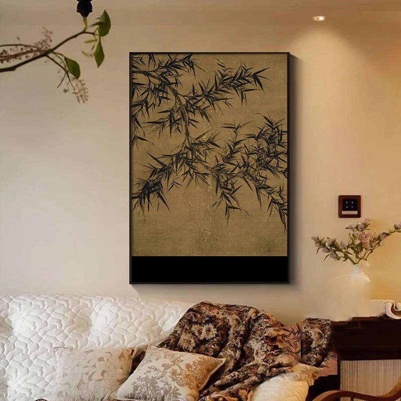 《墨竹》中古风客厅装饰画新中式禅意客厅挂画水墨竹子艺术摆画|undefined