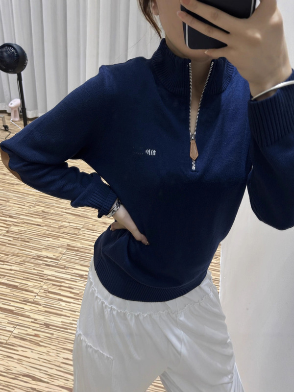 南油高版本女装MIU家2025新款立领短款拉链翻领针织上衣|undefined