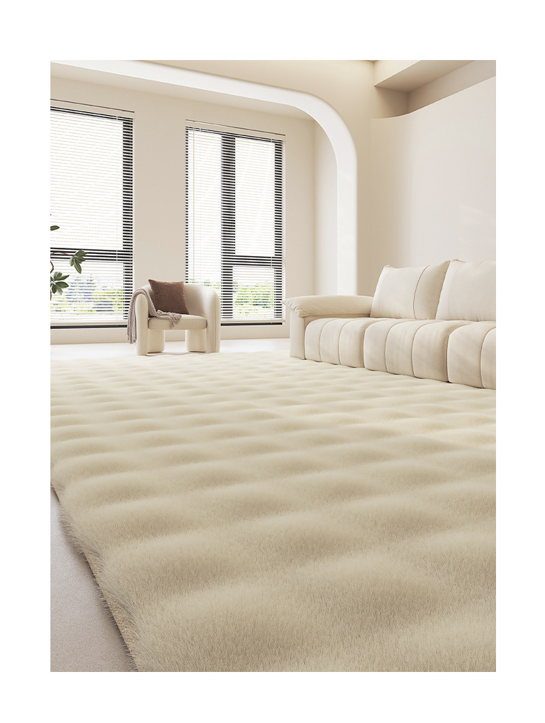 German Carpet 2024 New Bedroom Cream Style Bubble Velvet Thickeneded Pure Color Bedside Blanket Living Room Large Area Floor Mat