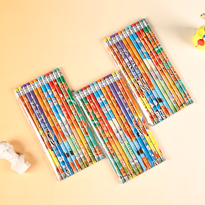 马年铅笔卡通斑马狮子动物木质写字笔小学生文具奖品橡皮新年铅笔