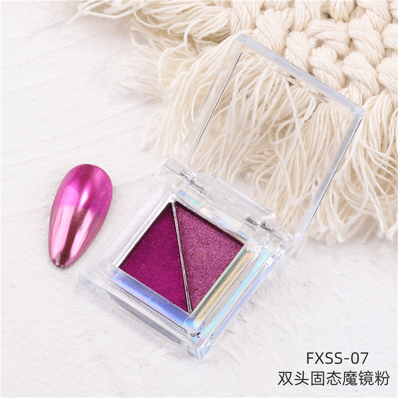 Uñas transfronterizas de dos colores sólido espejo mágico en polvo cuadrado Placa de sombra de ojos espejo de uñas de dos colores harina titanio polvo de oro