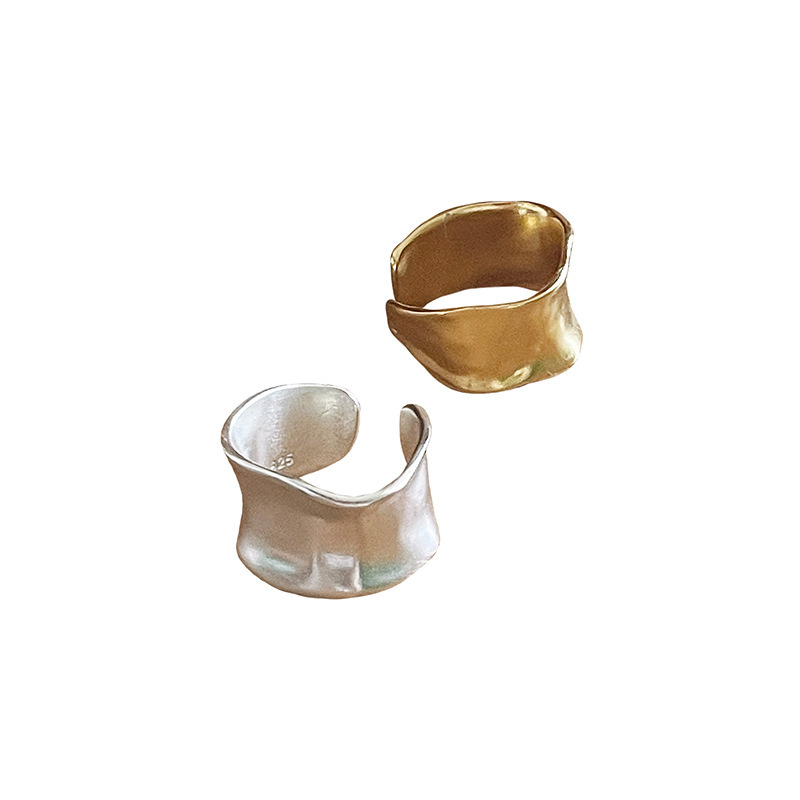 Korean Style Matte Gold And Silver Two-Tone For Women Minimalist Fashion Personality Versatile Open Index Finger Ring_voghion.com