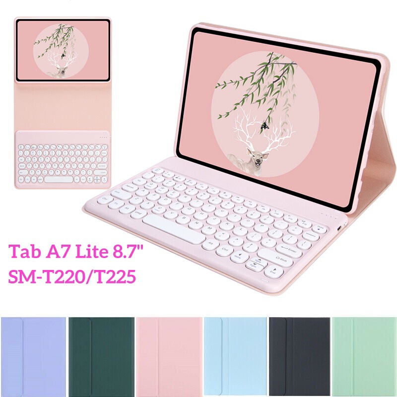 For Samsung tablet A7 Lite protective cover SM-T220/T225 round cap silent bluetooth keyboard 8.7 inch shell