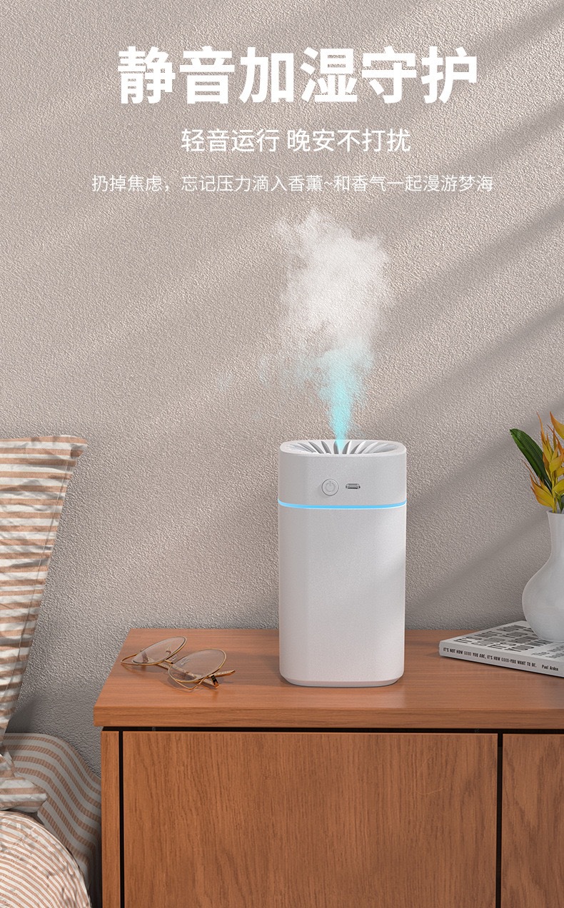 新款加湿器家用卧室大容量雾化器车载七彩氛围灯香薰喷雾礼品logo详情3