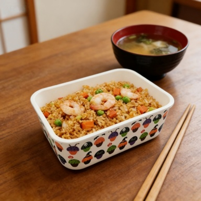 Japanese-Style Melamine Lunch Box, Household Microwaveable Food Container with Lid, Simple Nordic Style Square Shape