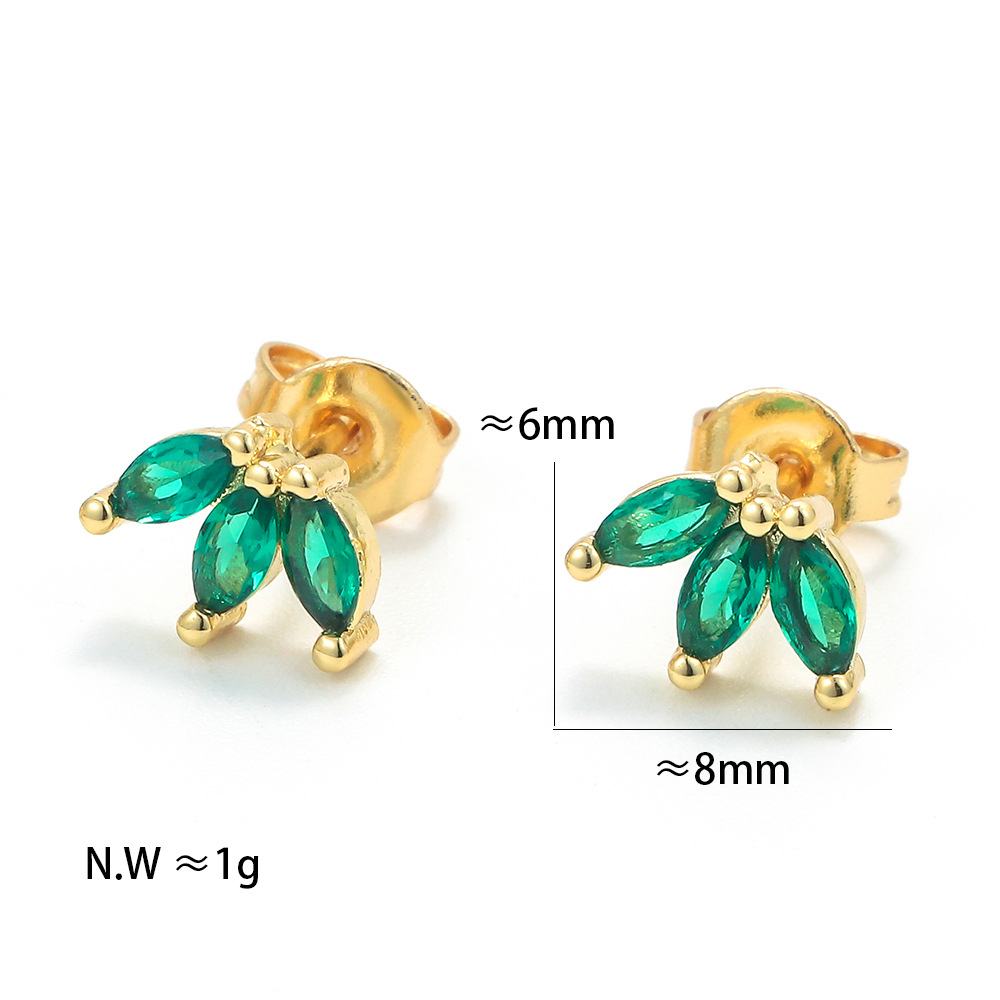 Copper Material Geometric Copper Zircon Copper Earrings