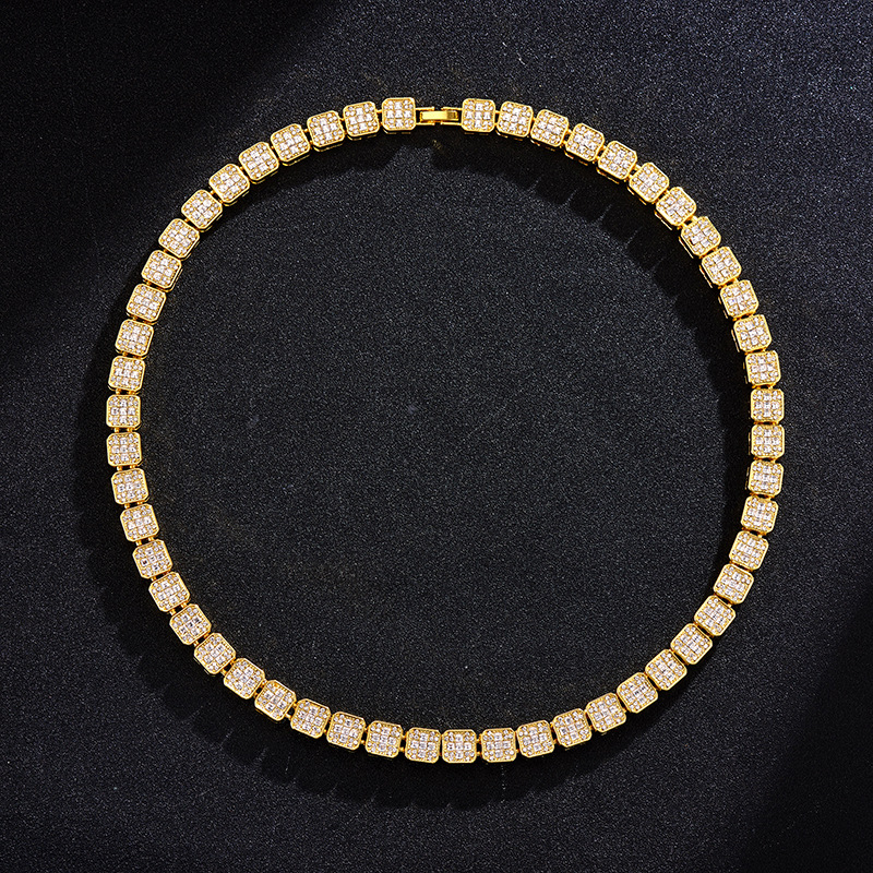 Cadena de azúcar helada con diamantes geométricos y joyas de Instagram de moda para mujer_voghion.com