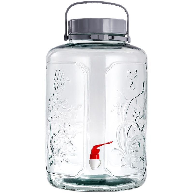 Large Household Sealed Jar with Faucet for Soaking Wine, Thickened Special Glass Bottle for Wine Soaking, Special Wine Jar