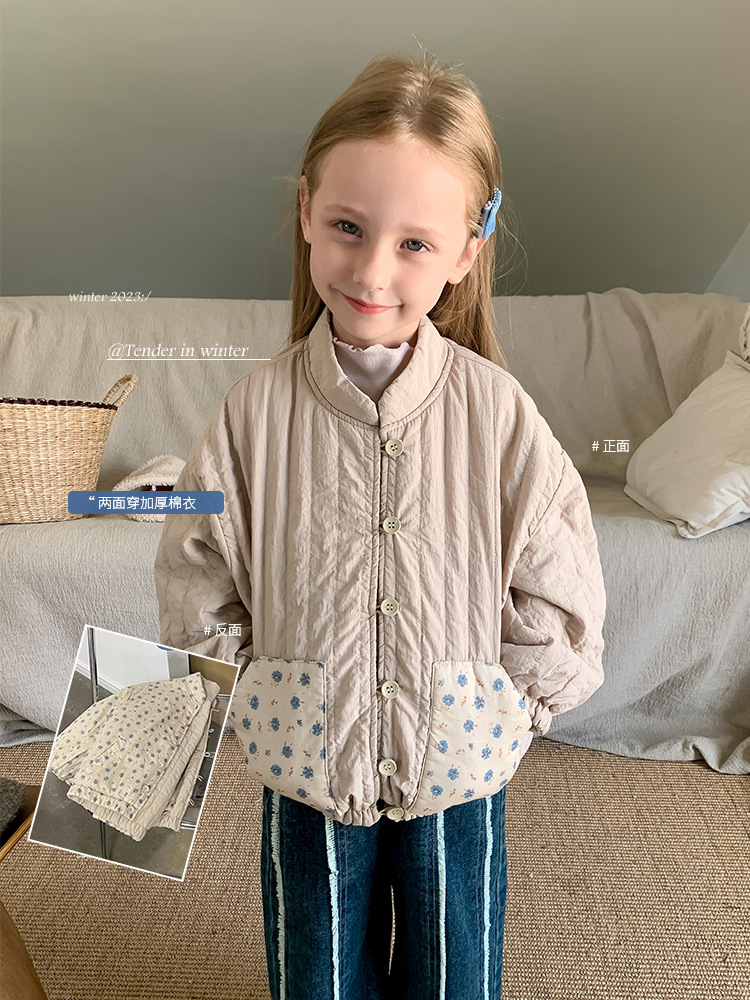 Korean children's clothing girls' coat autumn and winter version baby stylish two-sided wear thick cotton coat cotton children's casual top
