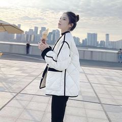 棉衣女冬季短款韩版宽松菱格小香风棉服时尚日系甜美棉袄轻薄外套