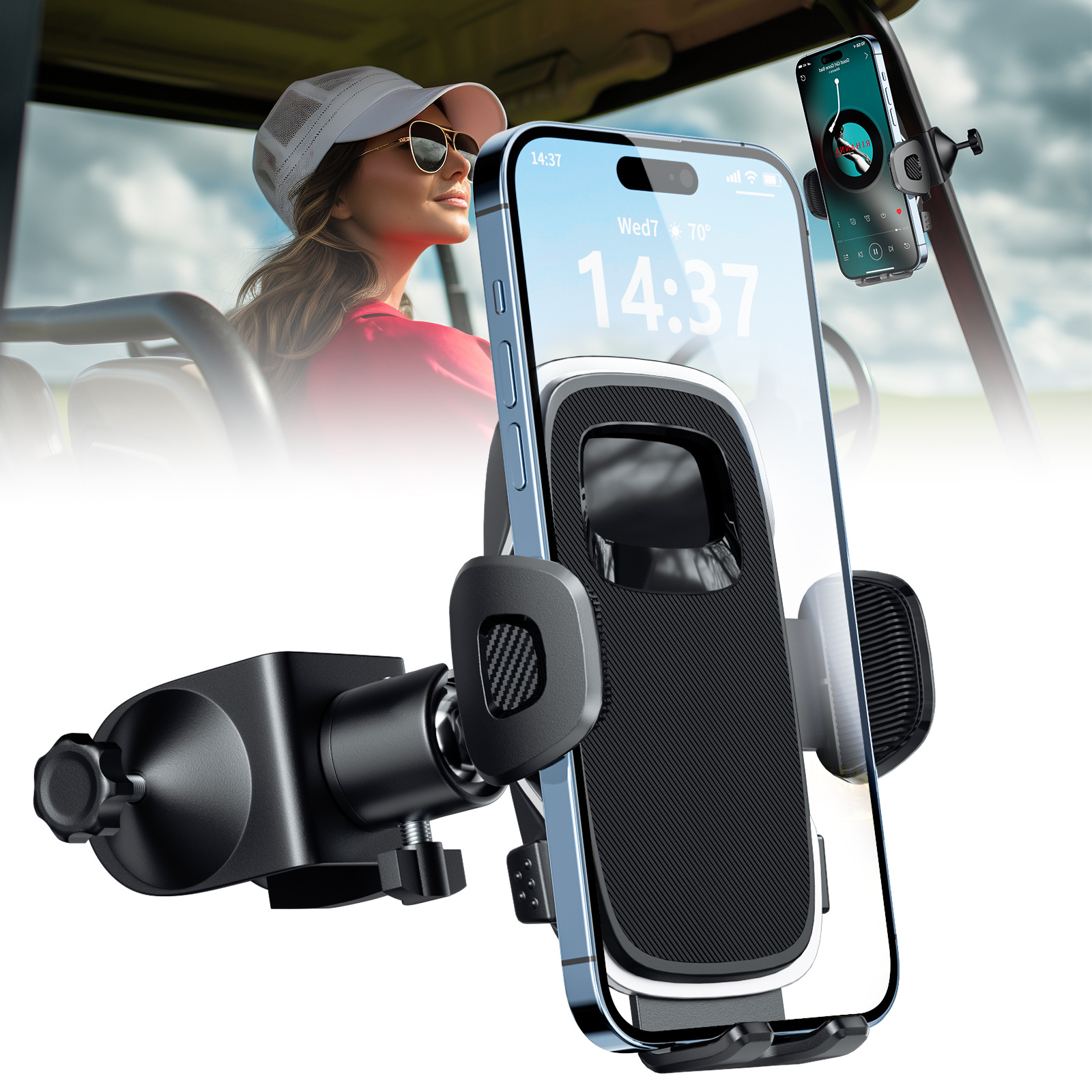 Neuer Outdoor-Golfclip mit um 360 Grad drehbarer Batteriewagen-Telefonhalterung_voghion.com