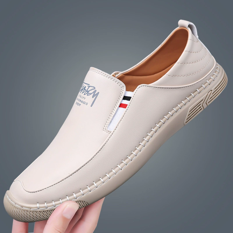 Мужские кожаные туфли Para Shoes 2025, новые весенне-летние, повседневные, однотонные, белые, для вождения.