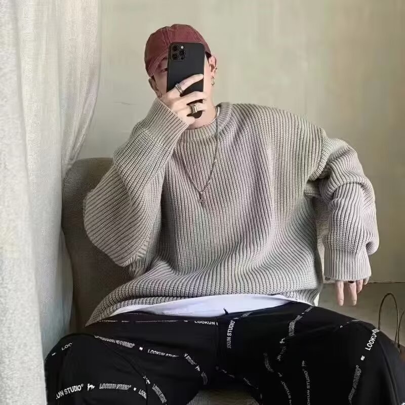 怠惰なセーターの男性の多色は秋冬の大きいサイズのニットの丸首のカップルのゆったりしている底のセーターのセーターのセーターのセーター|undefined