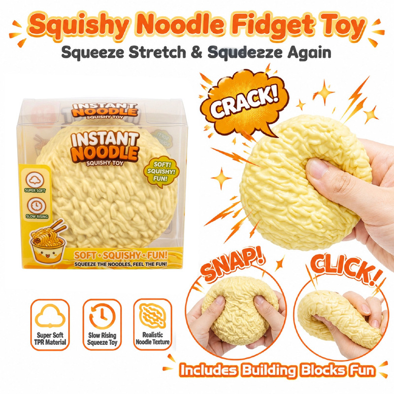 Building block simulation round cake instant noodles crispy noodles soft and chewy slow rebound squishy toy maltose stress-relief toy squeaky toy Building block simulation round cake instant noodles crispy noodles soft and chewy slow rebound squishy toy maltose stress-relief toy squeaky toy