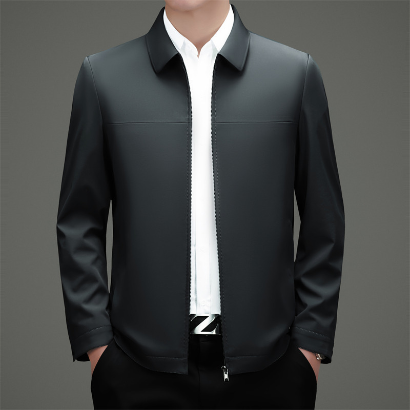 Light luxury brand men's jacket for middle-aged men, new autumn and winter collection, high-end lapel casual business jacket for middle-aged and elderly fathers Light luxury brand men's jacket for middle-aged men, new autumn and winter collection, high-end lapel casual business jacket for middle-aged and elderly fathers