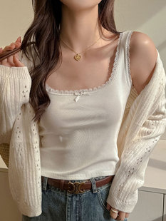 Lace summer fitted base top with cups