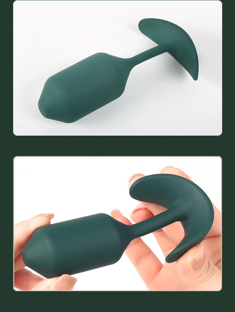 Steel Ball Gravity Anal Plug, Silicone Green Large Size, Front and Back Chamber Training Toy — detail image 16