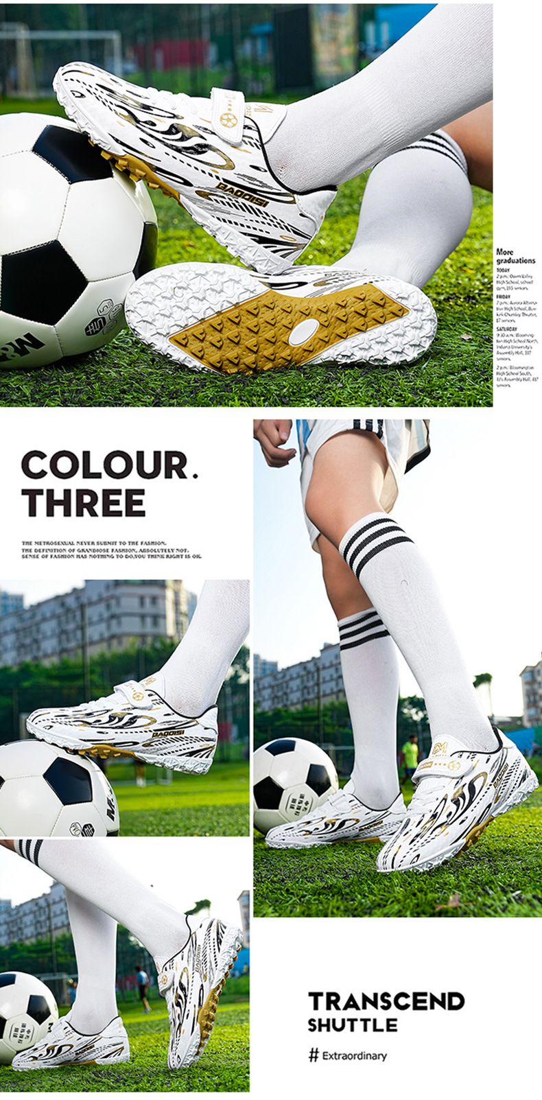 Calcio con nastro magico transfrontaliero per ragazzi e ragazze, scarpe per bambini, scarpe da calcio lunghe con chiodi professionali per studenti delle scuole elementari_voghion.com