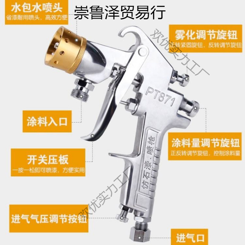 水包水多彩漆水包砂喷漆枪PT871六孔嘴仿石漆打点专用精品77